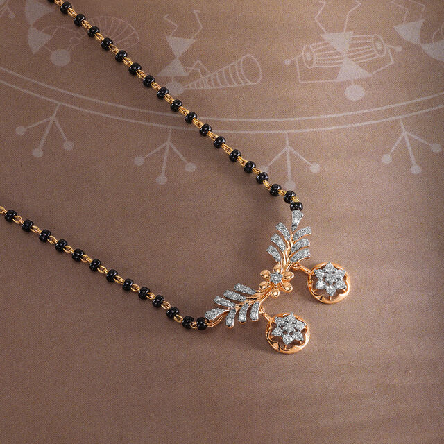 Floral Grace 18 Kt Gold and Diamond Vati Mangalsutra,,hi-res image number null