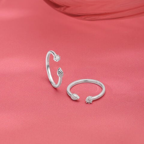 Nature Bloom Silver Toe Rings