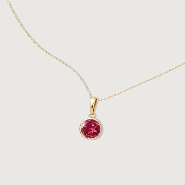 Structured Sleek Ruby Gold Pendant,,hi-res image number null