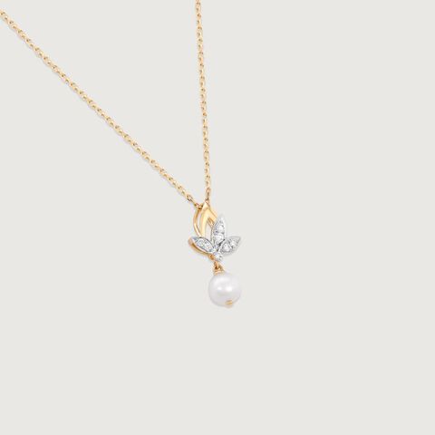 Lotus Elegance Pearl Diamond Pendant