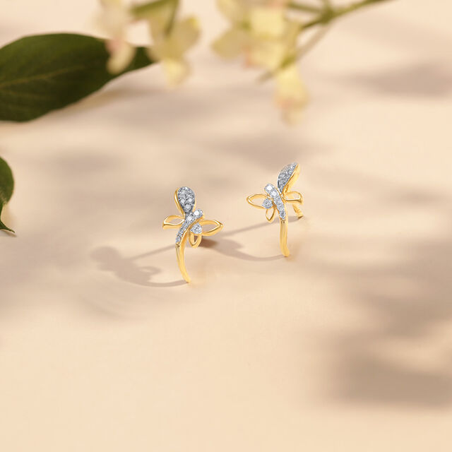 Dancing Butterfly Diamond Stud Earrings,,hi-res image number null