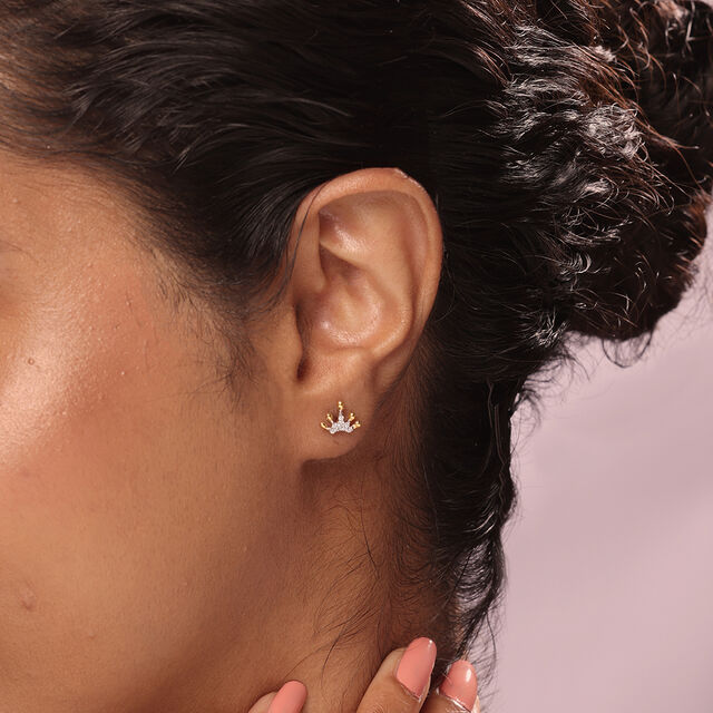 Regal Radiance 14KT Gold & Diamond Stud Earrings,,hi-res image number null