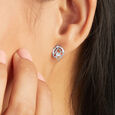 Romantic Baroque Silver Stud Earrings,,hi-res view 2