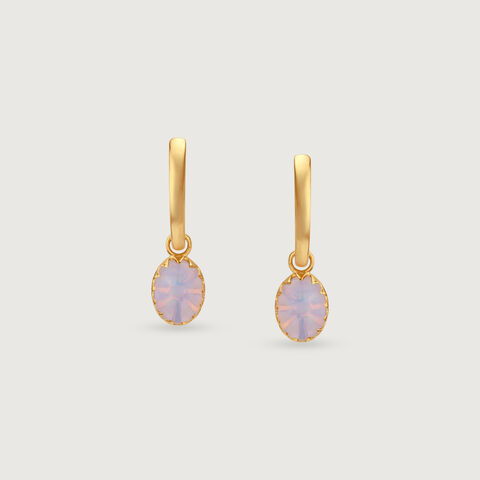Sun Glow Opal Gold Hoop Earrings