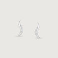 Curved Glow Silver Stud Earrings,,hi-res view 3