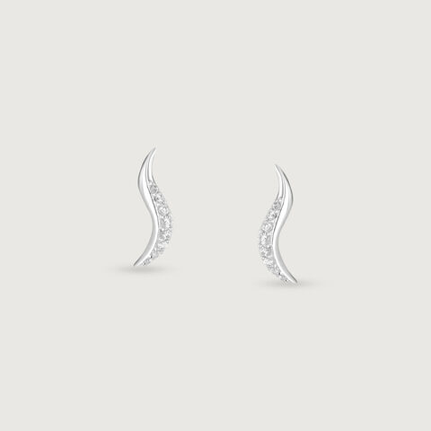 Curved Glow Silver Stud Earrings