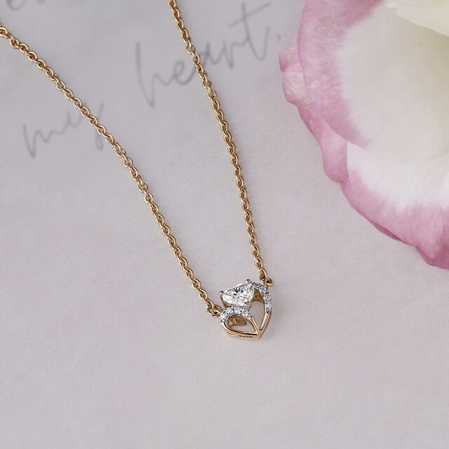 Heartfelt Radiance 14 kt Gold & Diamond Necklace,,hi-res image number null