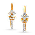 Delightful 18 Karat Yellow Gold And Diamond Floral Hoops,,hi-res view 4