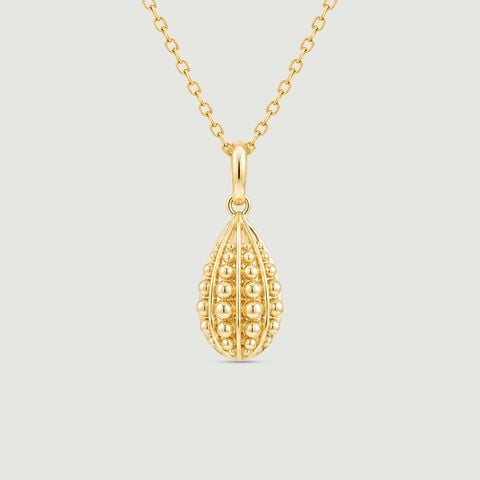 Sculptural Beaded Gold Pendant