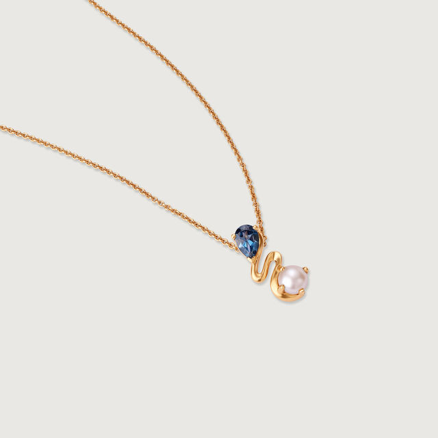 Aqua Shine Pearl & Gold Pendant,,hi-res image number null