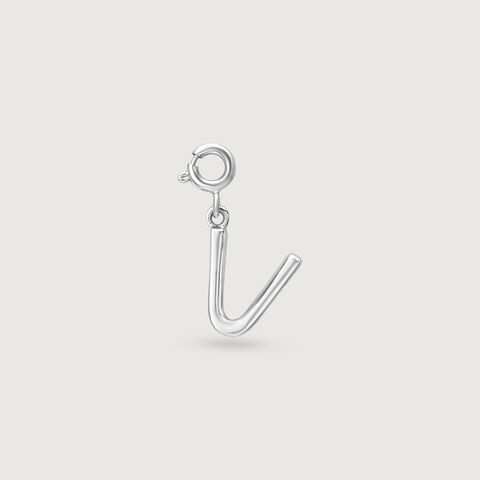 Classic Initial V Silver Charm