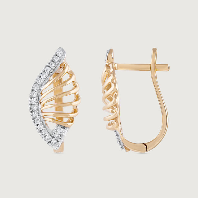 Curvy Radiance Gold & Diamond Hoop Earrings,,hi-res image number null
