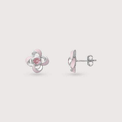 Blush Bloom Silver Stud Earrings