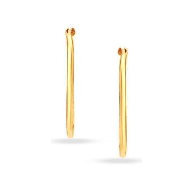 22KT Yellow Gold Stately Contemporary Hoop Earrings,,hi-res image number null