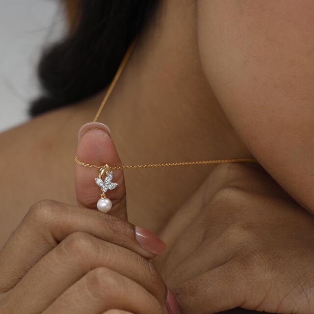 Lotus Elegance Pearl Diamond Pendant,,hi-res image number null