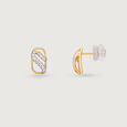Modern Flow Gold & Diamond Stud Earrings,,hi-res view 4