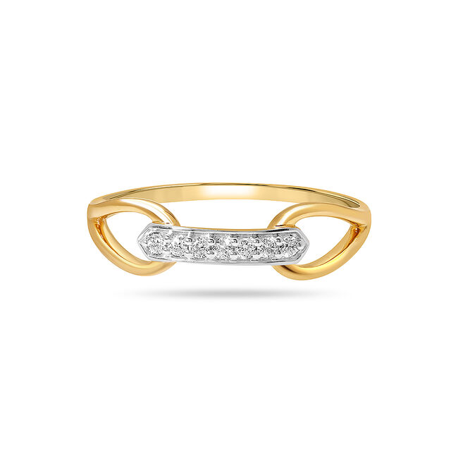 14KT Yellow Gold Linked in Love Diamond Finger Ring,,hi-res image number null