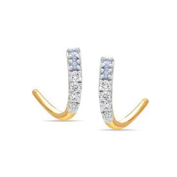 14 KT Waterfall Serenity Blue Topaz And Diamond Stud Earrings