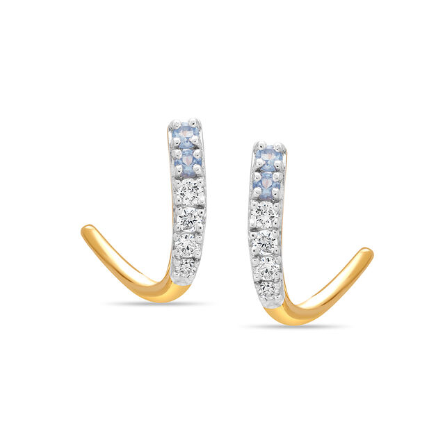 14KT Waterfall Serenity Blue Topaz And Diamond Stud Earrings,,hi-res image number null