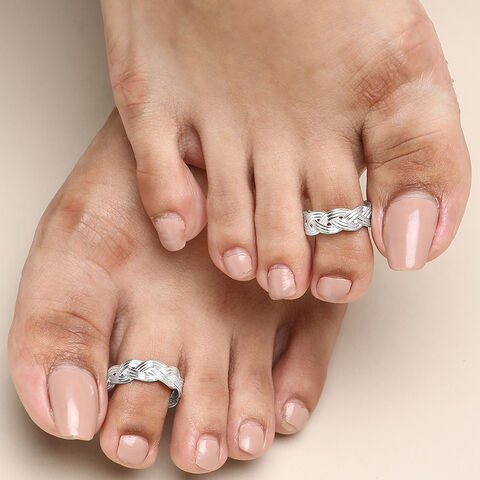 Braided Elegance Silver Toe Rings