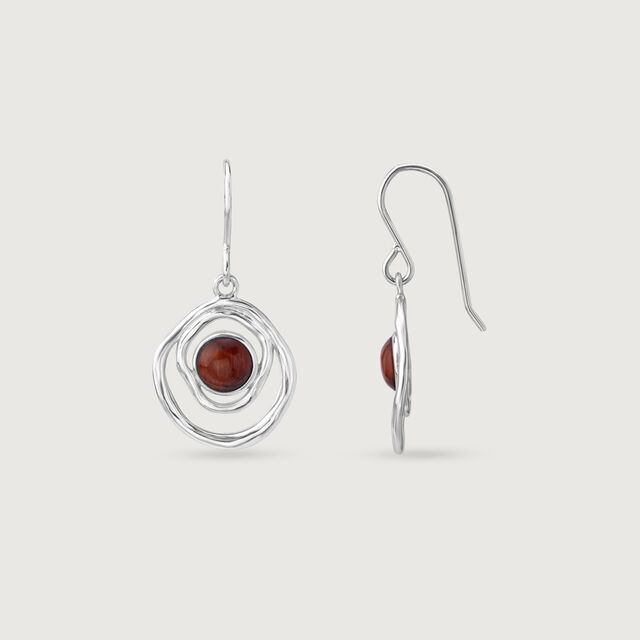 Earthy Waves Silver Hoop Earrings,,hi-res image number null