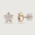 Radiant Petal Gold & Diamond Stud Earrings,,hi-res view 4