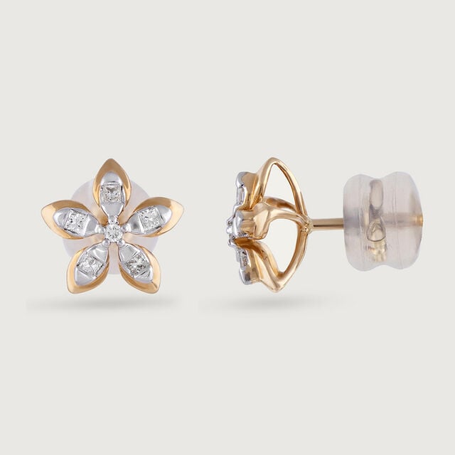 Radiant Petal Gold & Diamond Stud Earrings,,hi-res image number null
