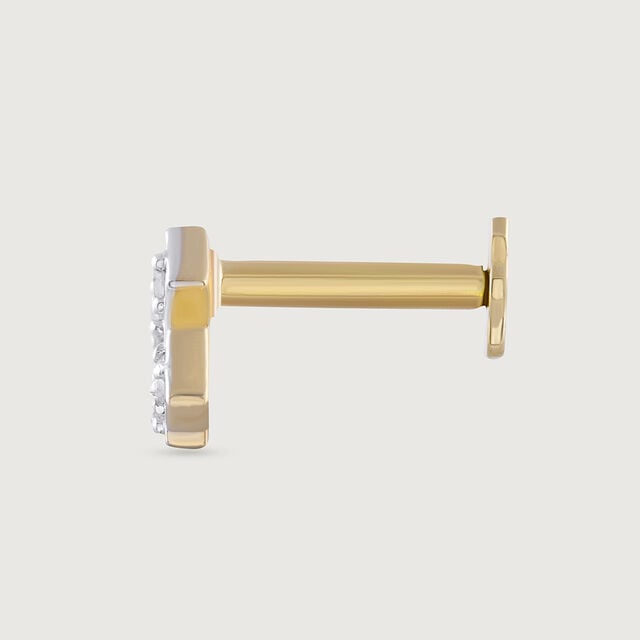 Retro Charm Gold & Diamond Nose Pin,,hi-res image number null