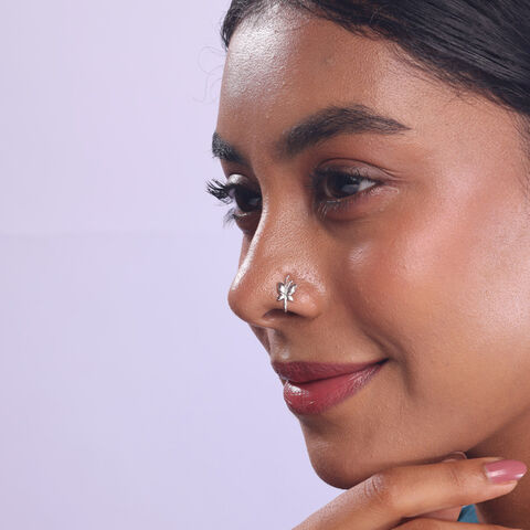 Whimsical Bloom Silver Nose Pin