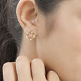 14 KT Yellow Gold Sphere Diamond Stud Earrings,,hi-res view 3