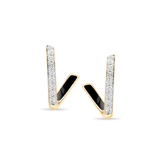 14KT Yellow Gold Unique Levelled Stud Earrings,,hi-res view 2