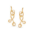 14KT Yellow Gold Elegant Swirls Pearl Drop Earrings,,hi-res view 1