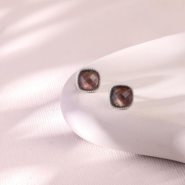 Mystic Glow Quartz Silver Stud Earrings,,hi-res image number null