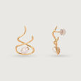 Twisted Glam 14 Kt Gold & Pearl Hoop Earrings,,hi-res view 4