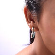 Minimal Chic Silver Hoop Earrings,,hi-res view 2