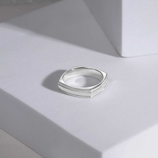 Geometric Edge Silver Ring,,hi-res image number null