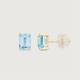 Chic Structured Blue Topaz Gold Stud Earrings,,hi-res view 4