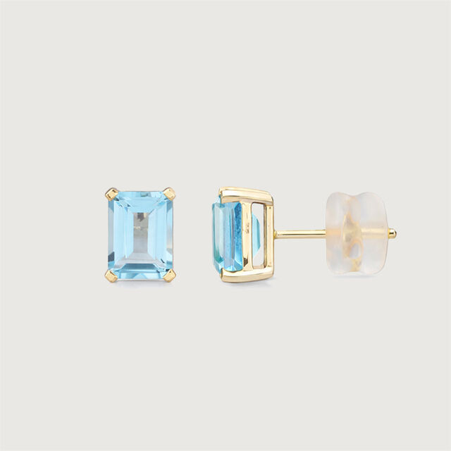 Chic Structured Blue Topaz Gold Stud Earrings,,hi-res image number null