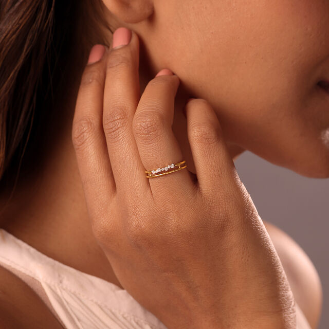 Sleek Splendour 14KT Gold & Diamond Ring,,hi-res image number null