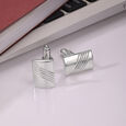 Wave Panel Silver Cufflinks,,hi-res view 1