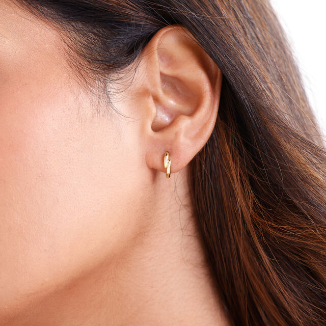 Linked Sculpt Gold Hoop Earrings,,hi-res image number null
