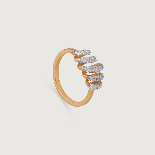 Spiral Symphony Gold & Diamond Finger Ring,,hi-res image number null