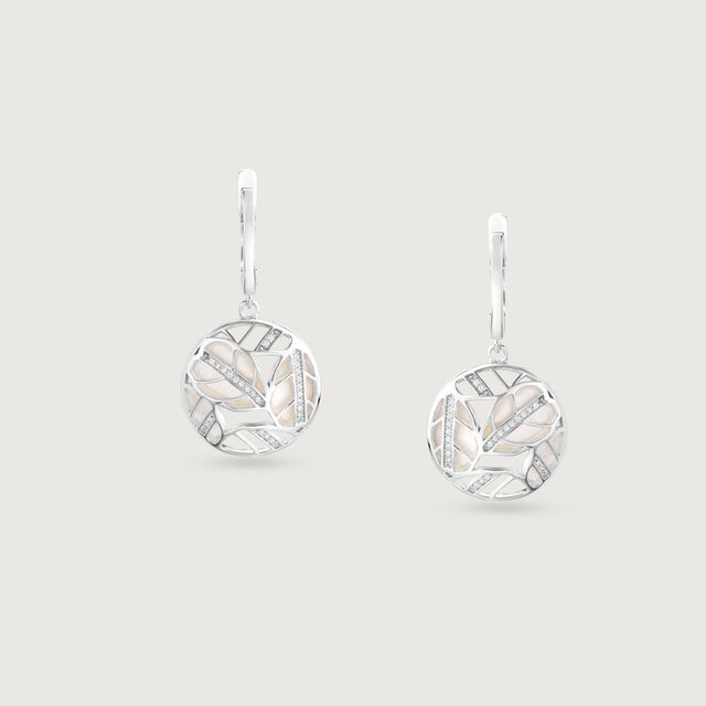 Mother of Pearl Charming Silver Hoop Earrings,,hi-res image number null