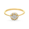 14KT Yellow Gold Diamond Finger Ring With Floral Design,,hi-res view 2