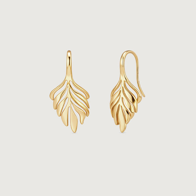 Flowing Leaf Gold Hoop Earrings,,hi-res image number null