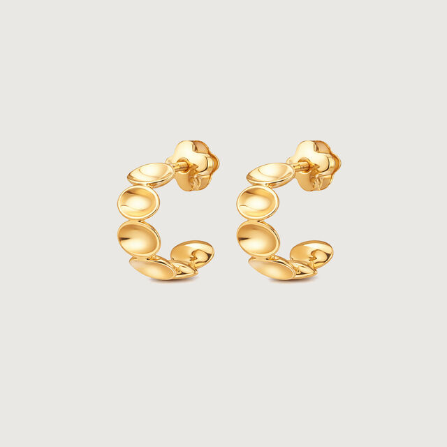 Beaded Sculpt Gold Hoop Earrings,,hi-res image number null