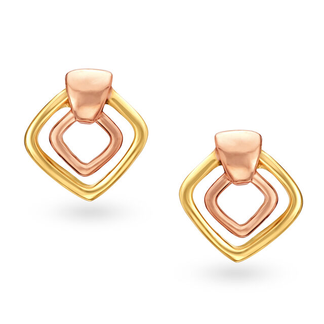 Mia by Tanishq 14KT Yellow Gold Stud Earrings with Diamond Design,,hi-res view 1