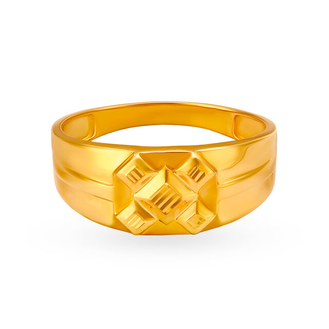 Sleek Geometric Gold Finger Ring for Men