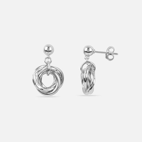 Twisted Loop Silver Drop Earrings