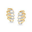 14KT Yellow Gold spiral sparkle Diamond Stud Earring,,hi-res view 2